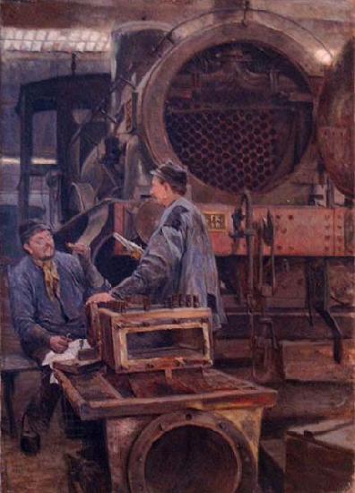Johannes Martini Fruhstuck in der Lokomotivwerkstatte, China oil painting art